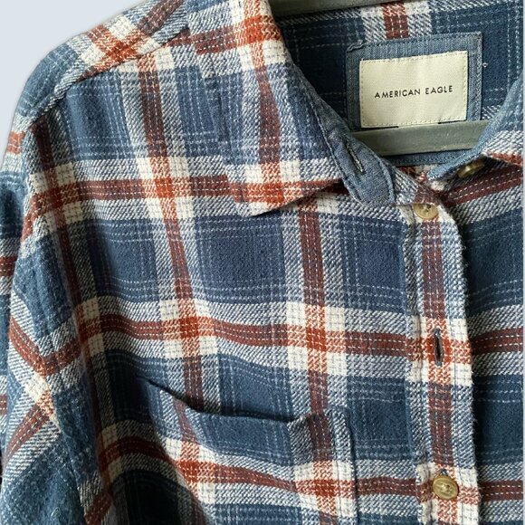 American Eagle Plaid Flannel Long Sleeve Top - Picture 3 of 5